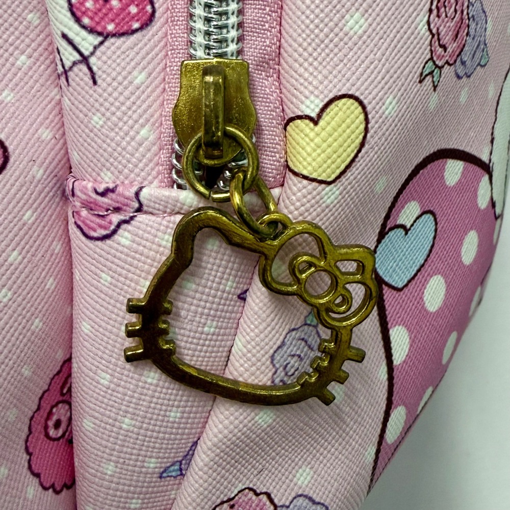 Hello Kitty Sanrio Pink Mini Backpack All Over Print Hearts Roses Kids Bag - Picture 2 of 8